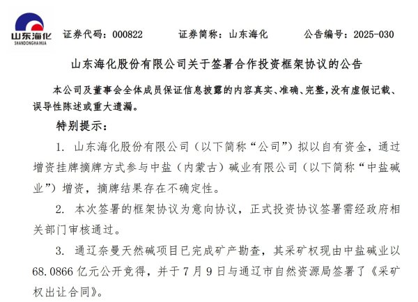 亚新T+0配资 山东海化23亿元押注天然碱矿：从氨碱到天然碱的转身，能否避开陷阱？