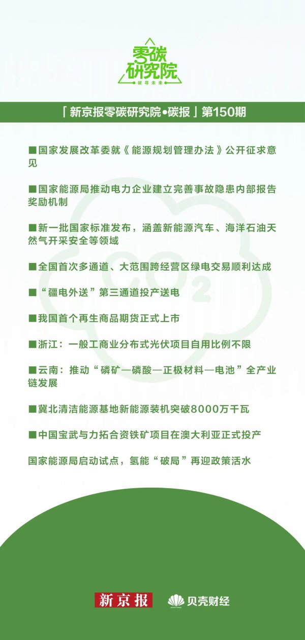 优优配送版 一周碳要闻：氢能“破局”再迎政策活水（碳报第150期）
